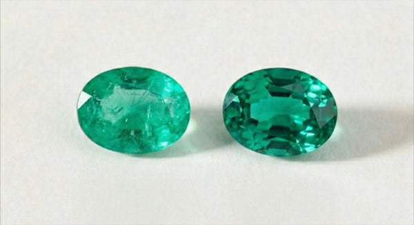 Unset oval-cut emeralds, green precious stones from Colombia and Zambia for fine jewellery