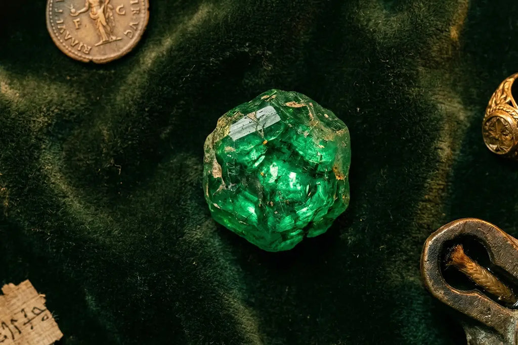 A natural emerald illustrating the virtues and age-old symbolism of this precious stone