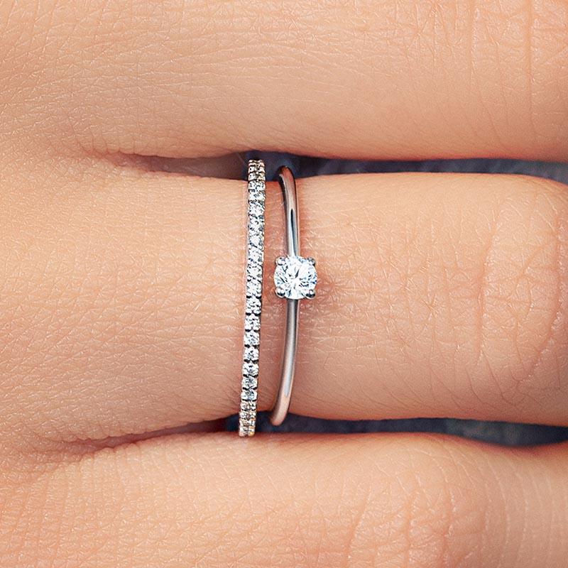 Fine pavé wedding ring combined with Saral diamond engagement ring