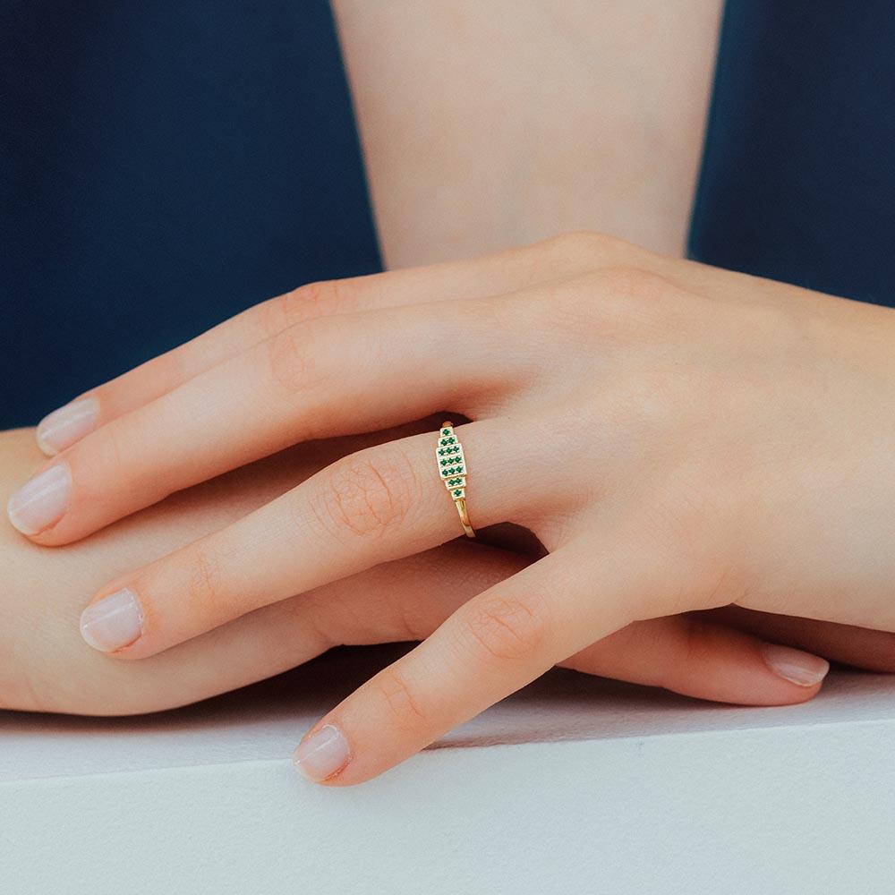 Brami XL geometric ring in emerald