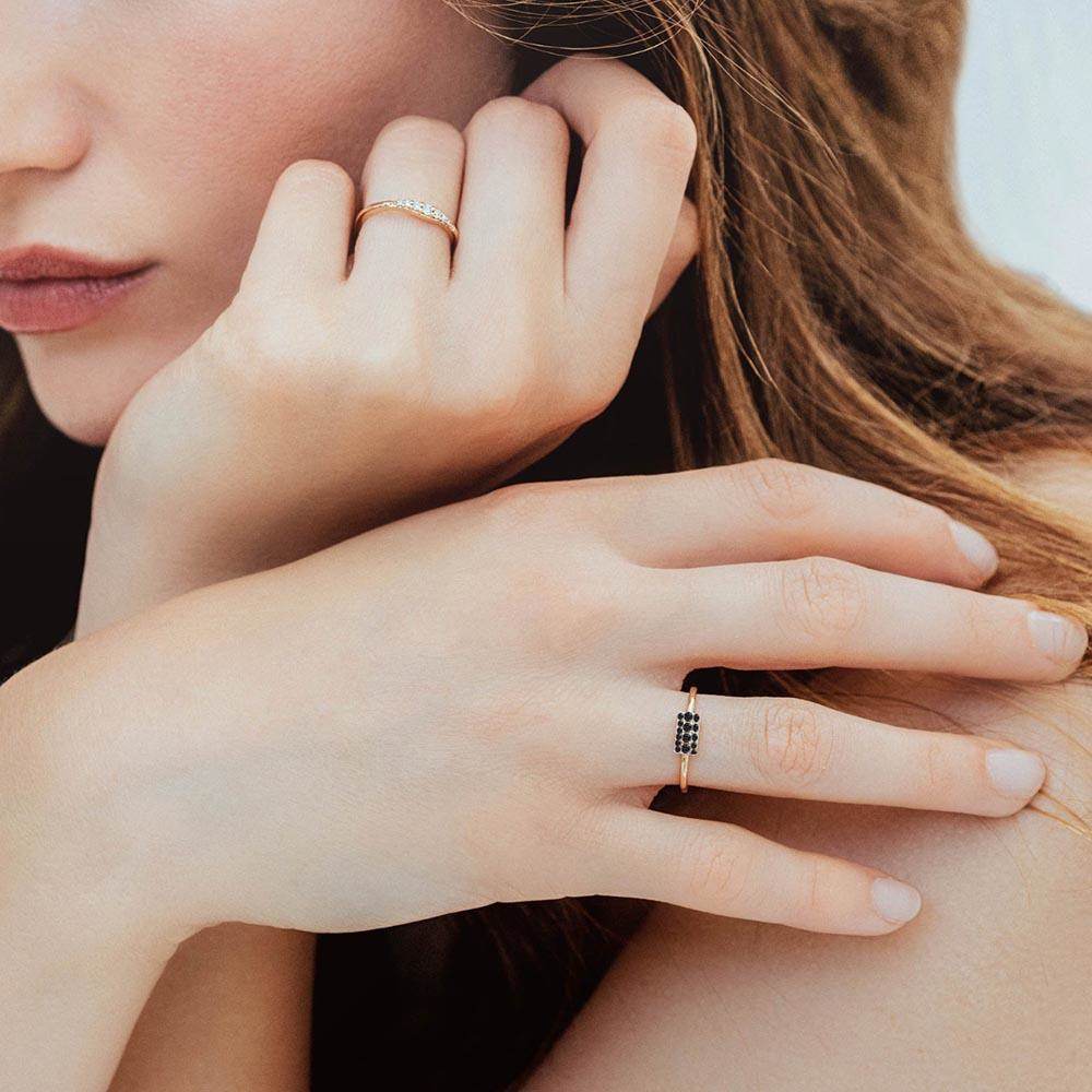 Sapna XL rectangular ring in black diamond