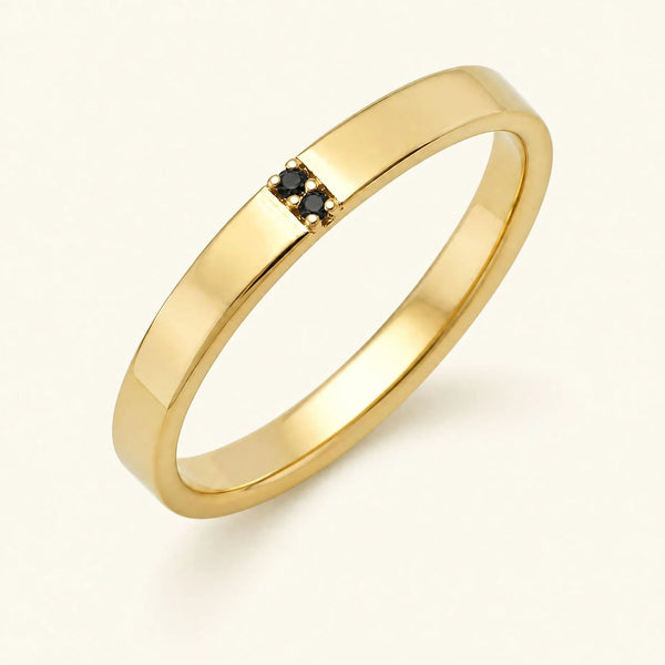 Black diamond wedding ring men's yellow gold