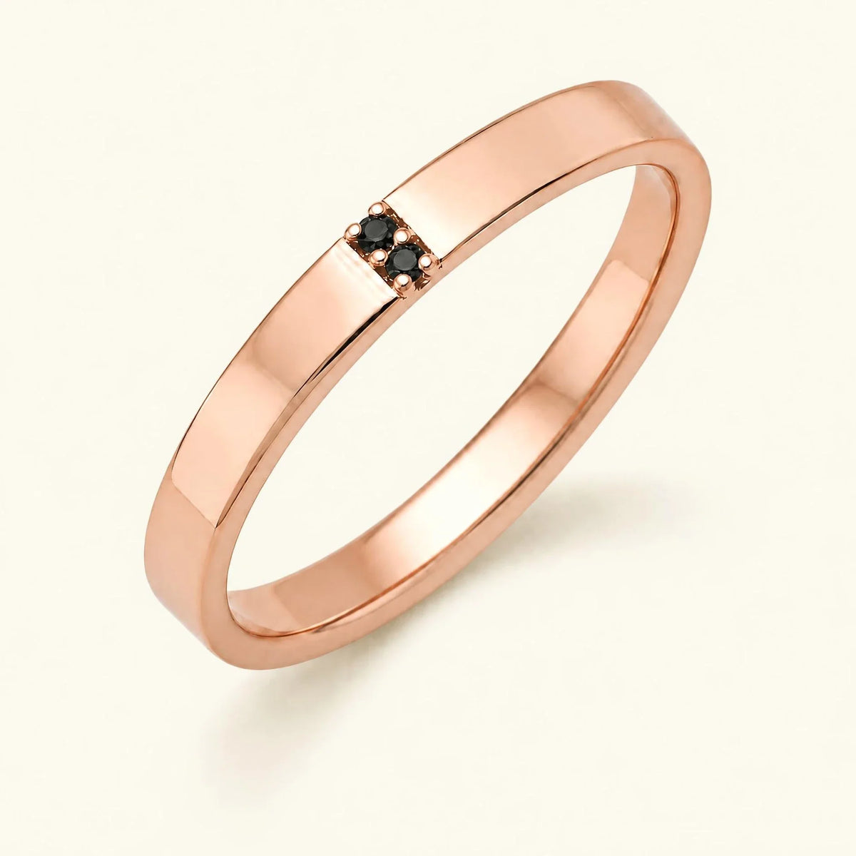 Black diamond wedding ring men's rose gold