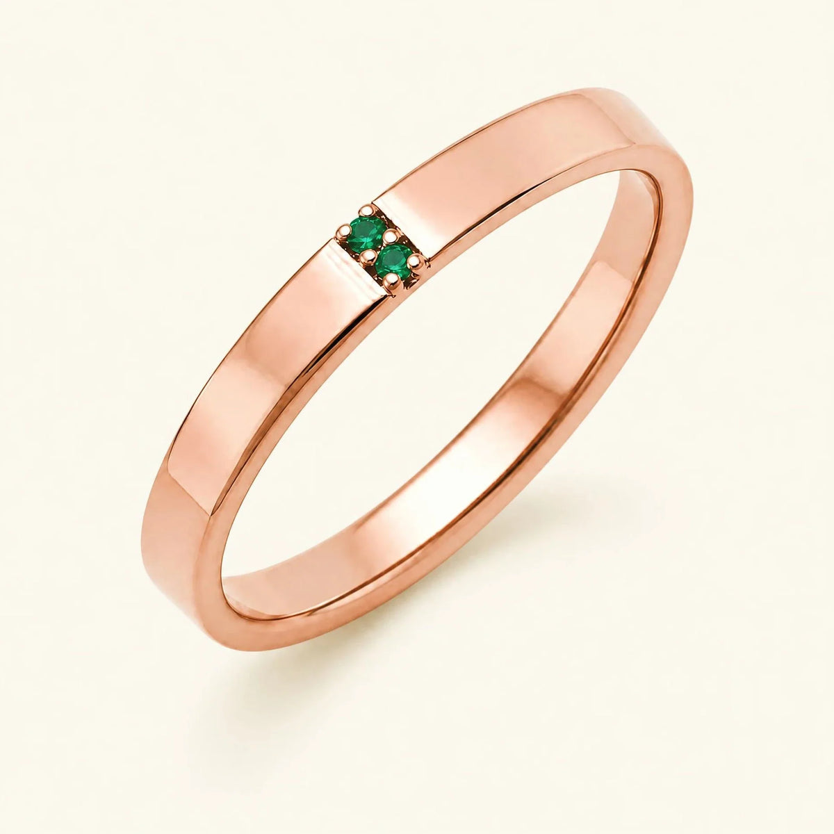 Emerald wedding ring for men in rose gold