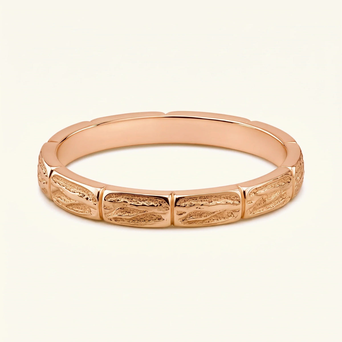 Men's Sobek wedding ring in 18K rose gold, band with crocodile scales