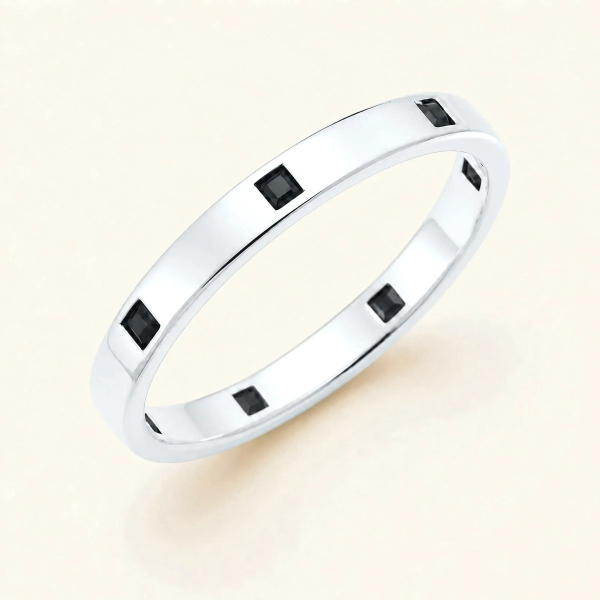 Princess black diamond wedding ring men's white gold