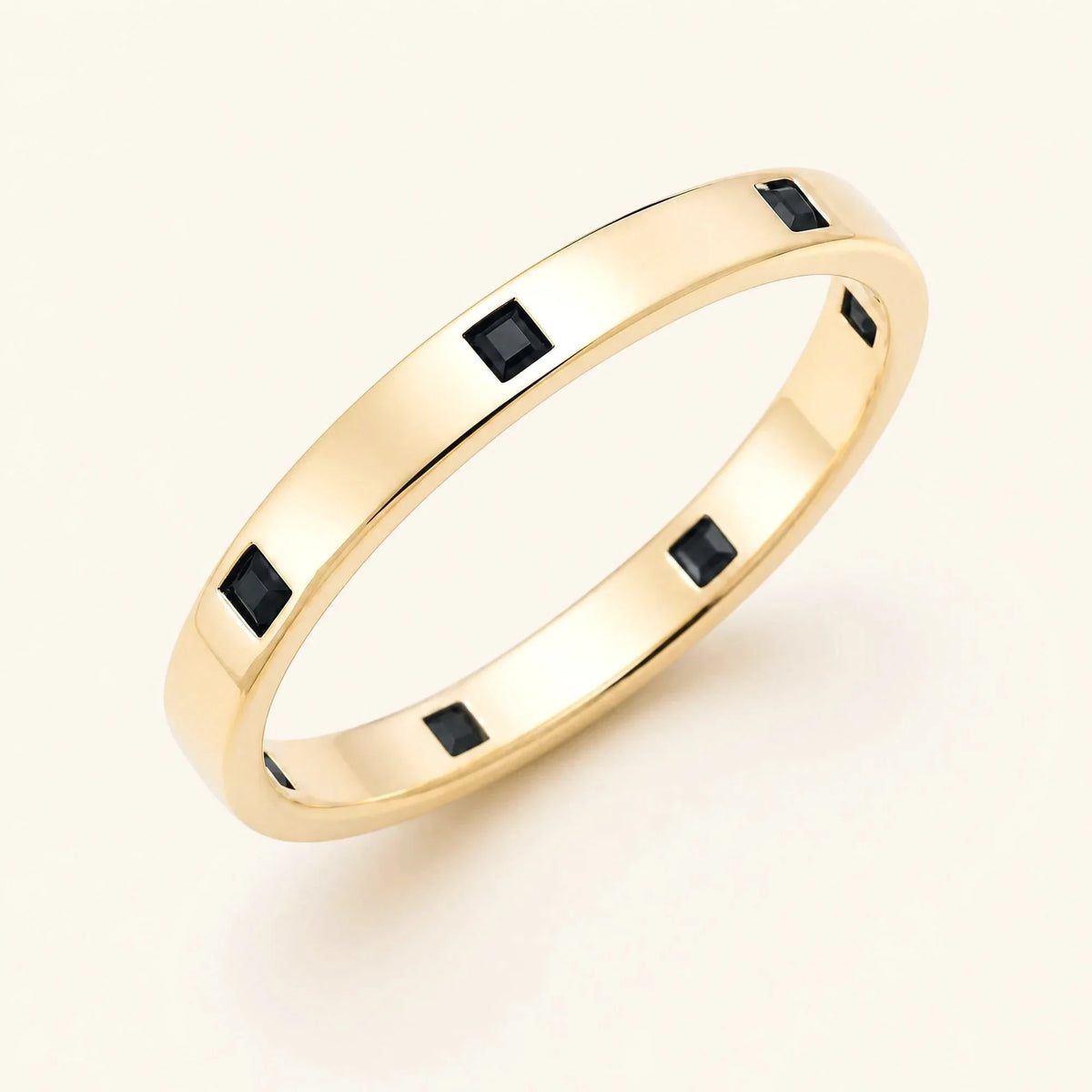 Princess black diamond wedding ring men's yellow gold