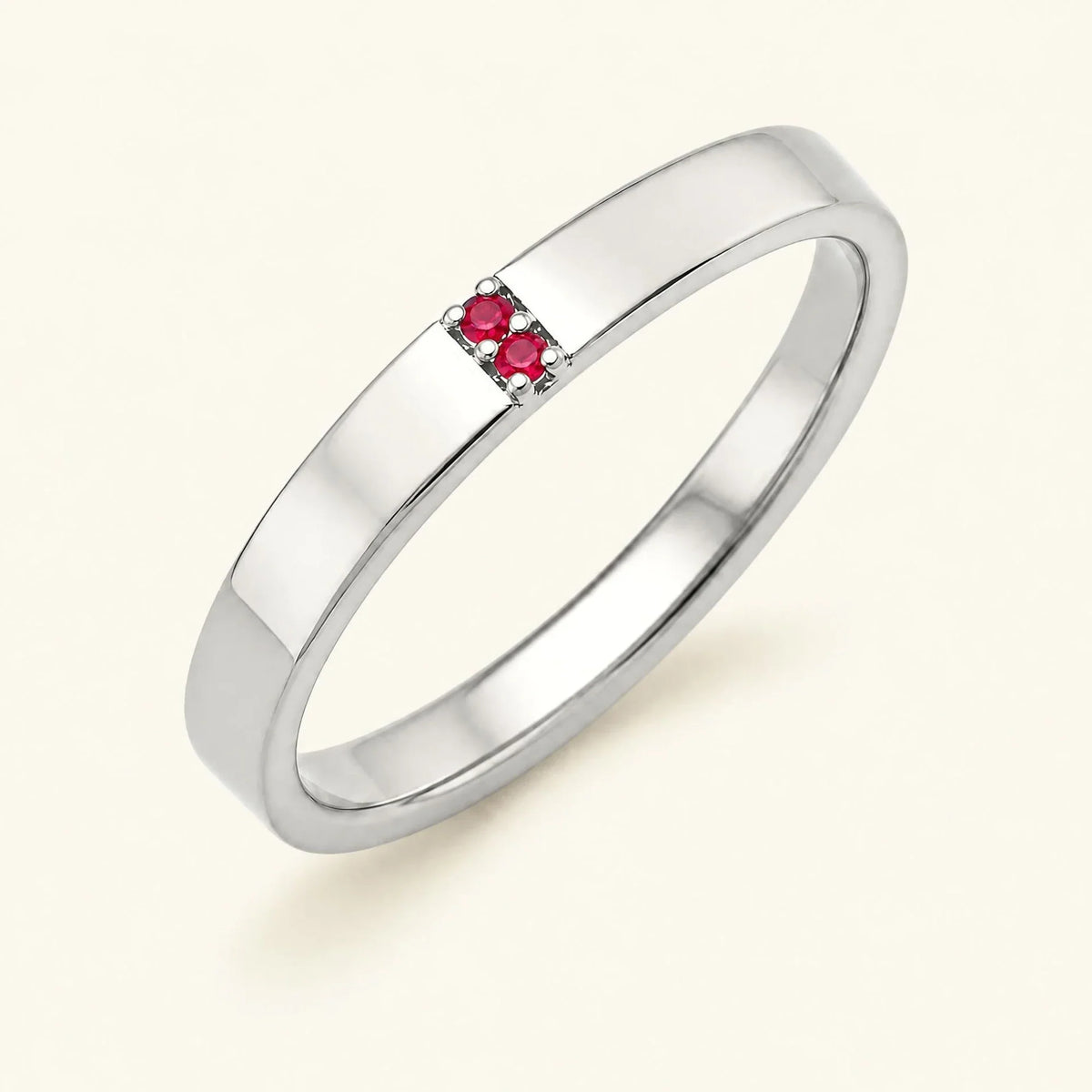 Ruby wedding ring for men in white gold
