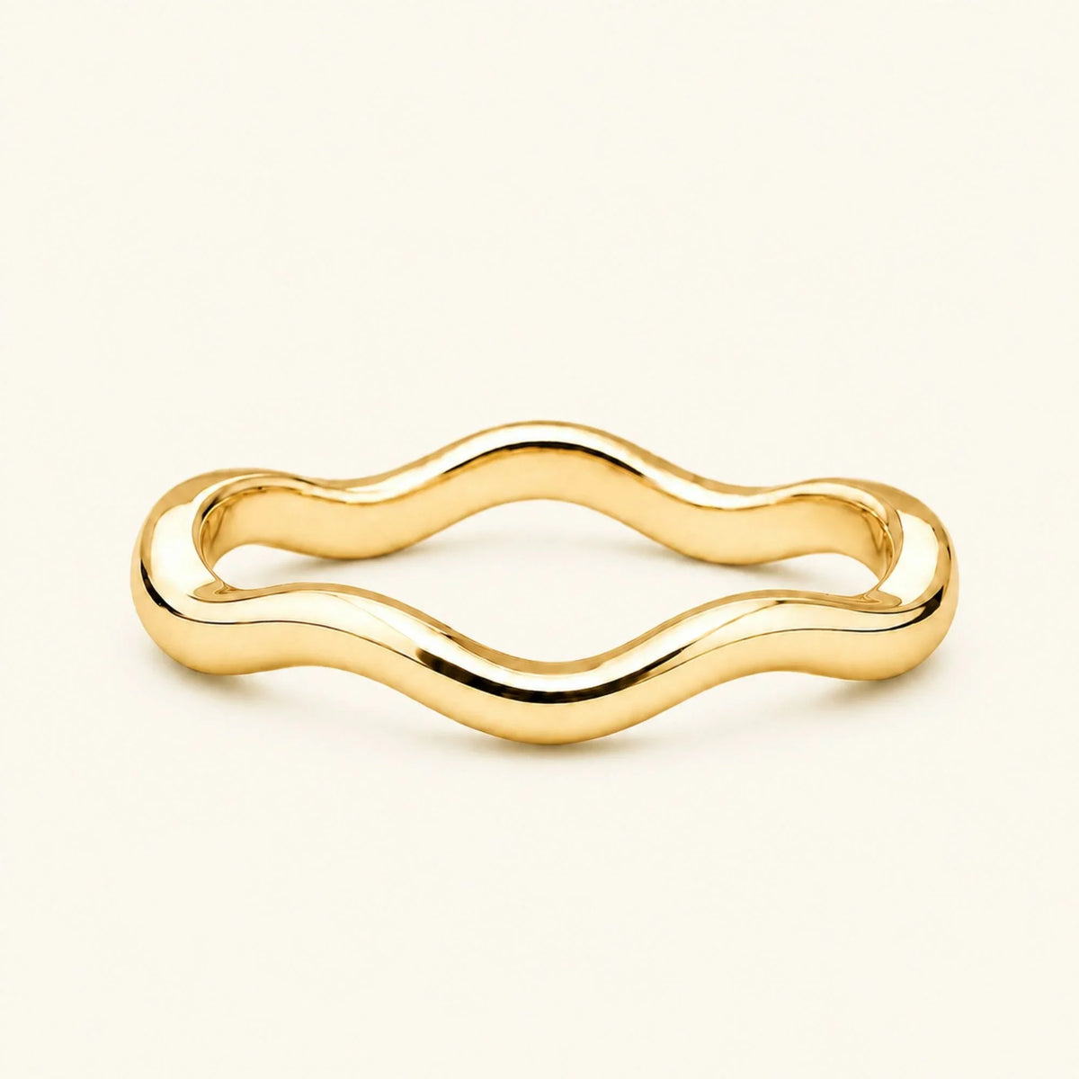 Thalassa wave 18K yellow gold wedding ring, polished wavy bangle