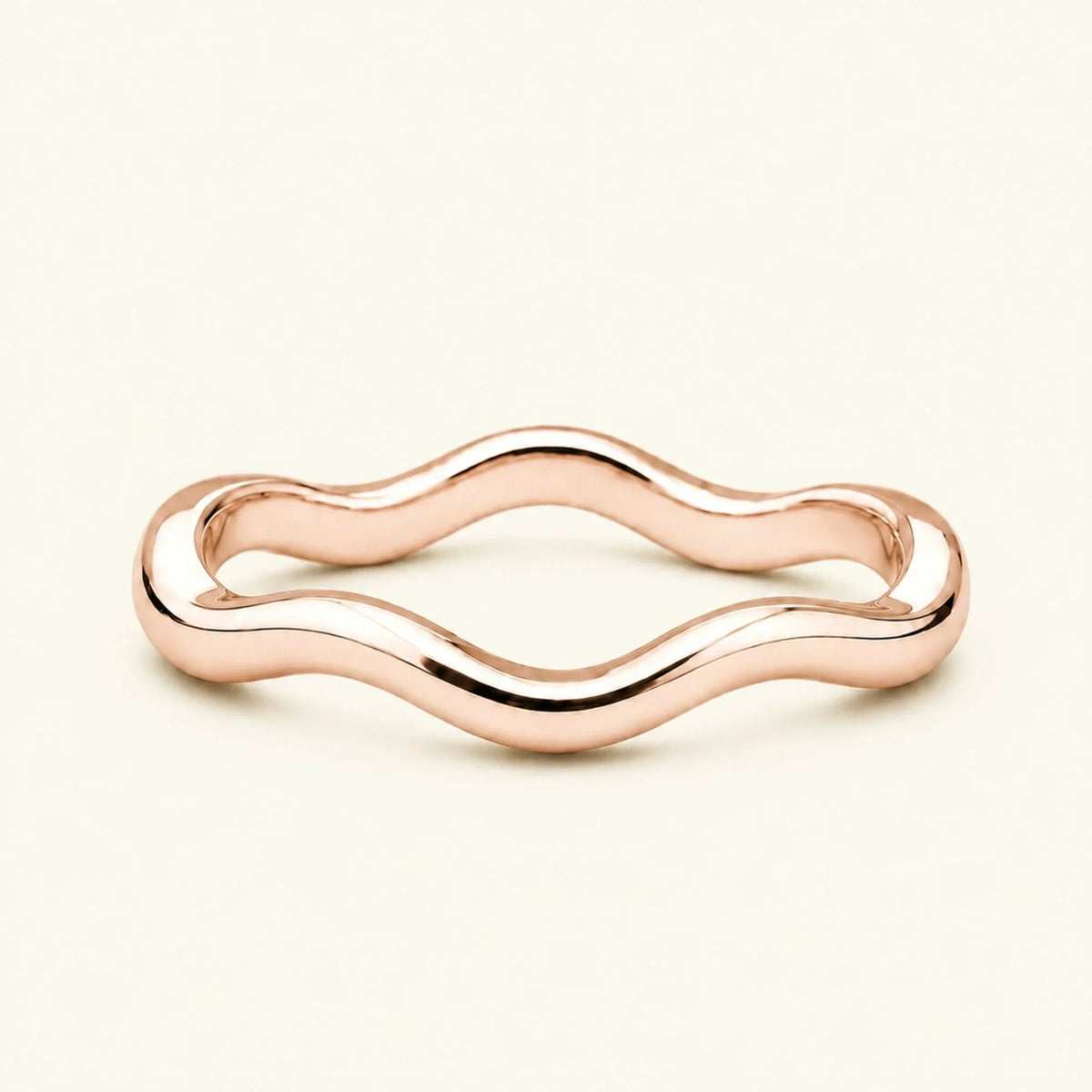 Thalassa wave 18K rose gold wedding ring, polished wavy bangle