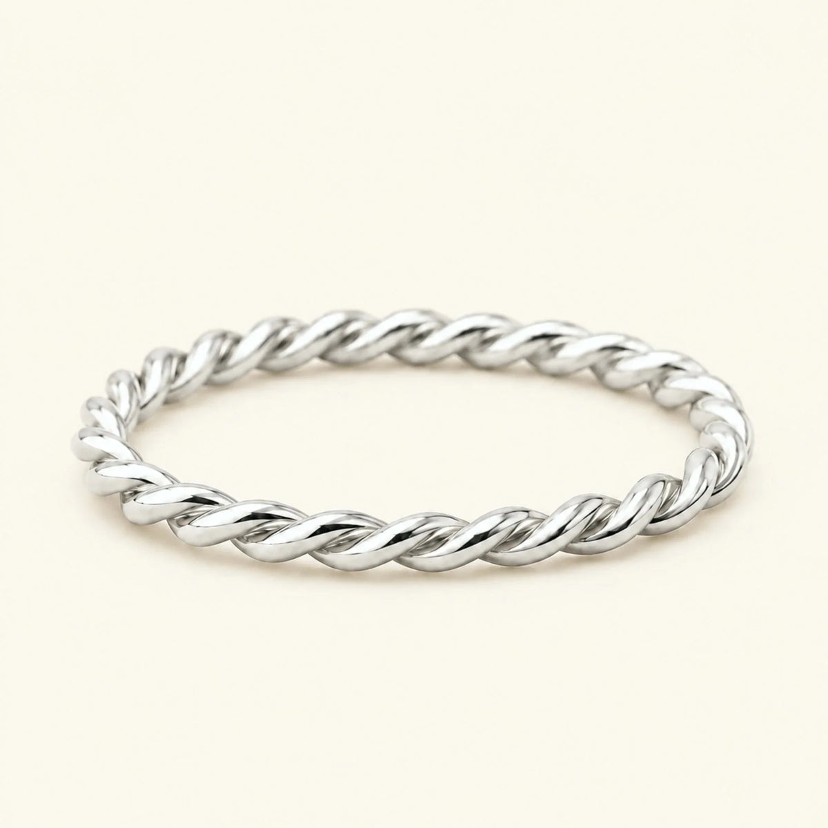Musubi twisted wedding band in 18k white gold, rope-effect ring