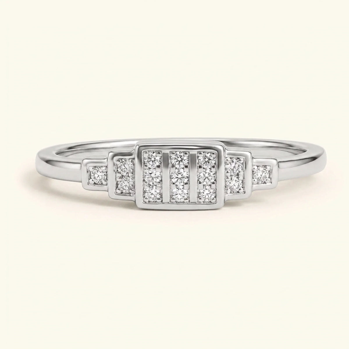 Brami XL geometric art deco wedding ring in white gold set with diamonds