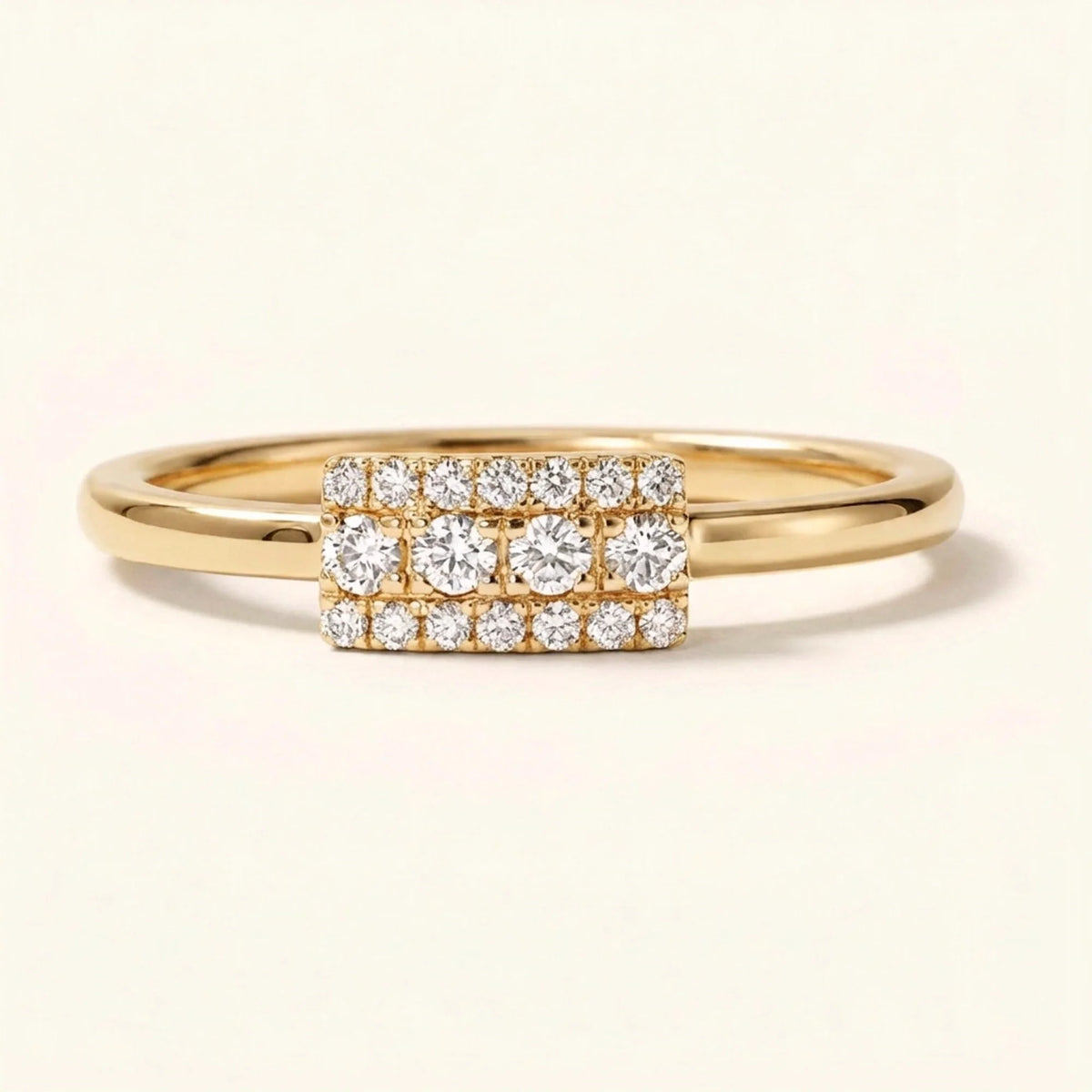 Sapna XL art deco rectangular wedding ring in white gold set with diamonds