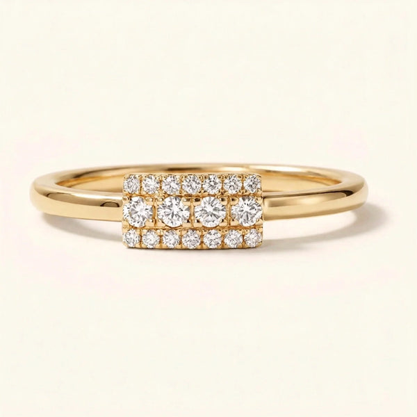 Sapna XL art deco rectangular wedding ring in white gold set with diamonds