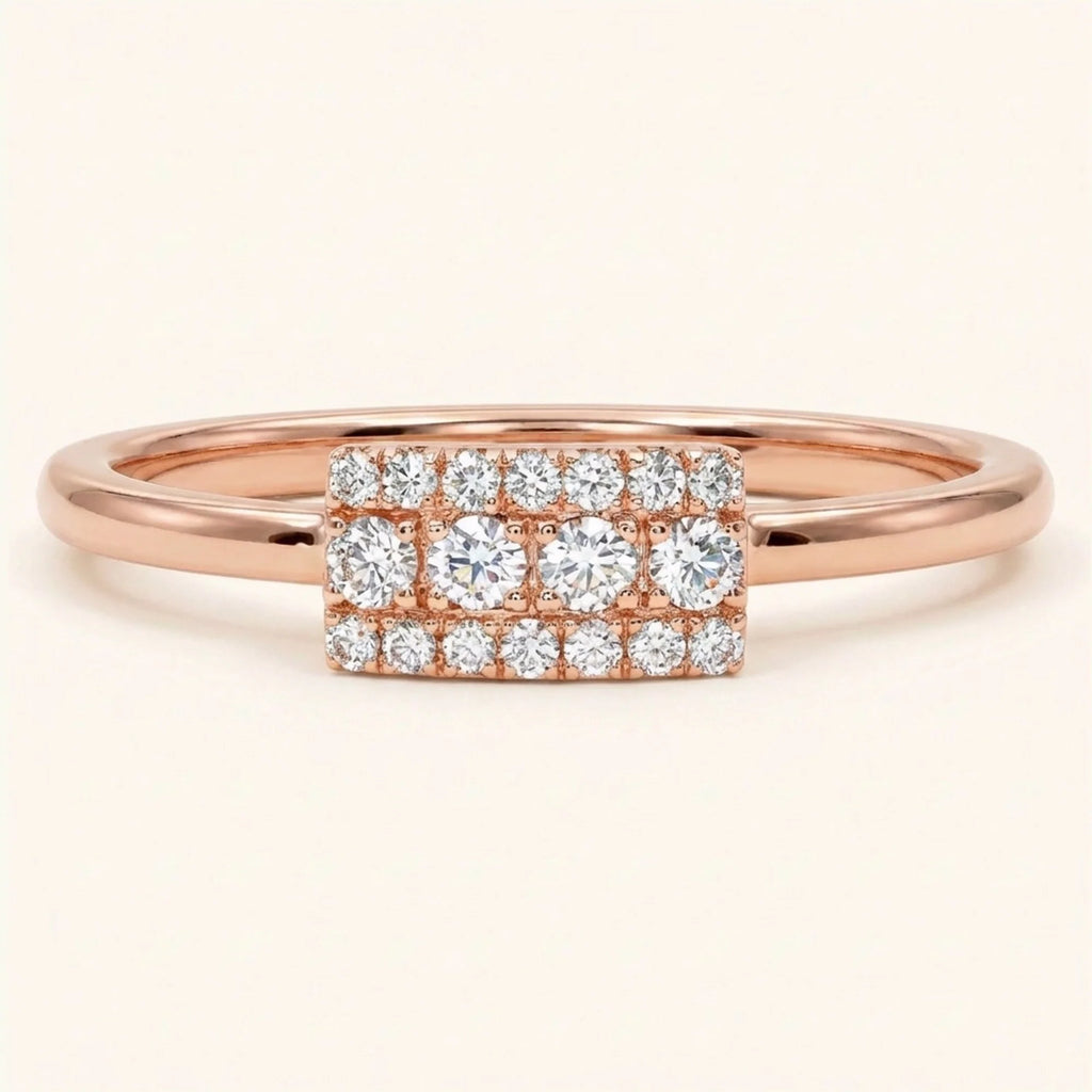 Sapna wedding ring in 18K rose gold set with diamonds by Mayuri