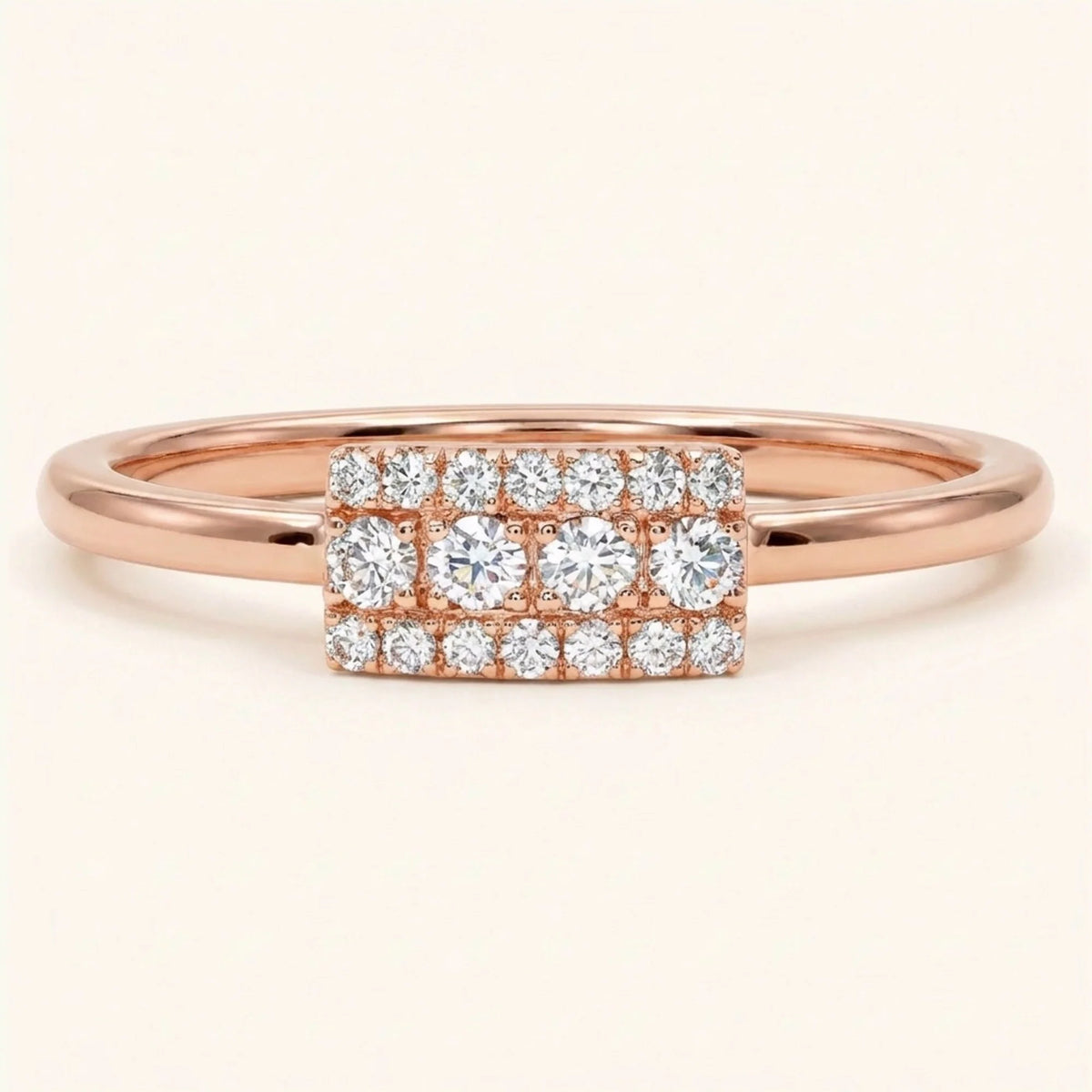 Sapna XL art deco ring in rose gold set with diamonds