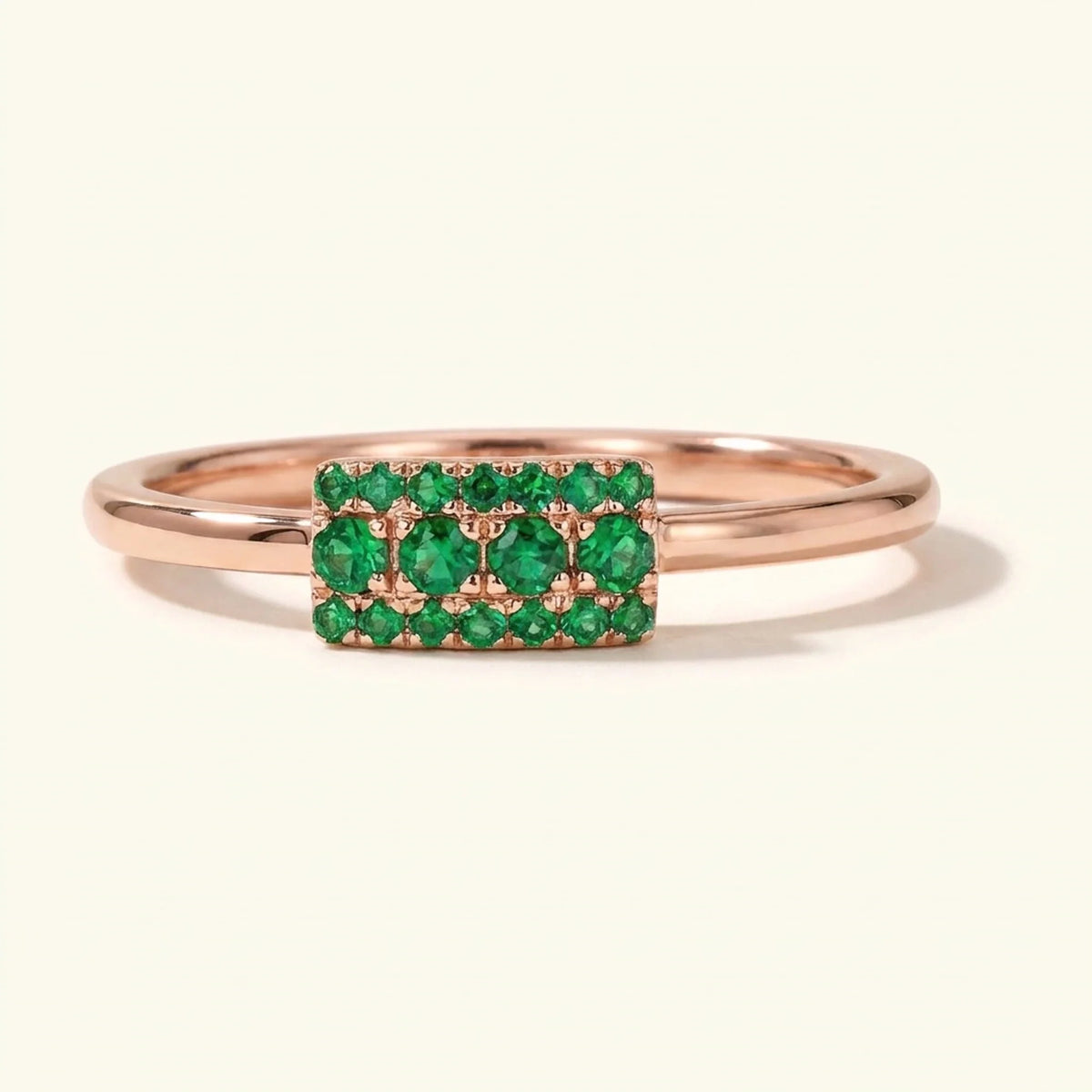 Sapna XL art deco ring in rose gold set with emeralds