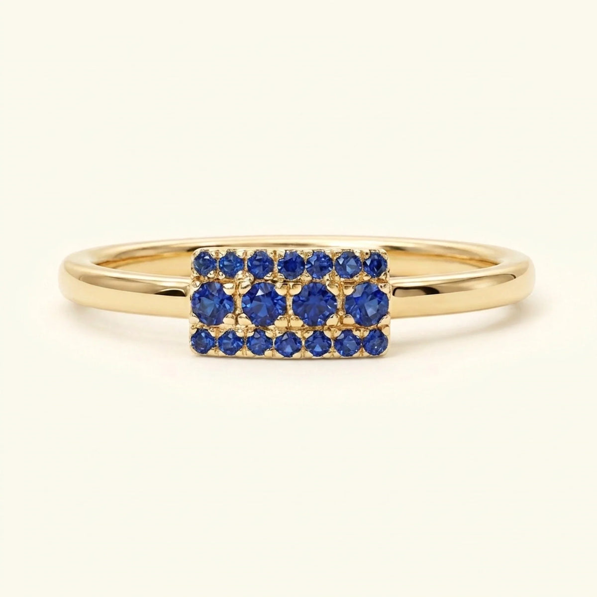 Yellow gold Sapna XL rectangular art deco wedding ring set with sapphires