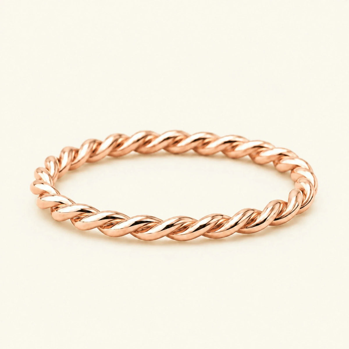 Musubi twisted wedding band in 18k rose gold, fine rope-effect ring