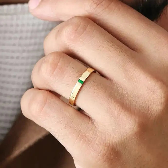 Agni baguette emerald engagement ring