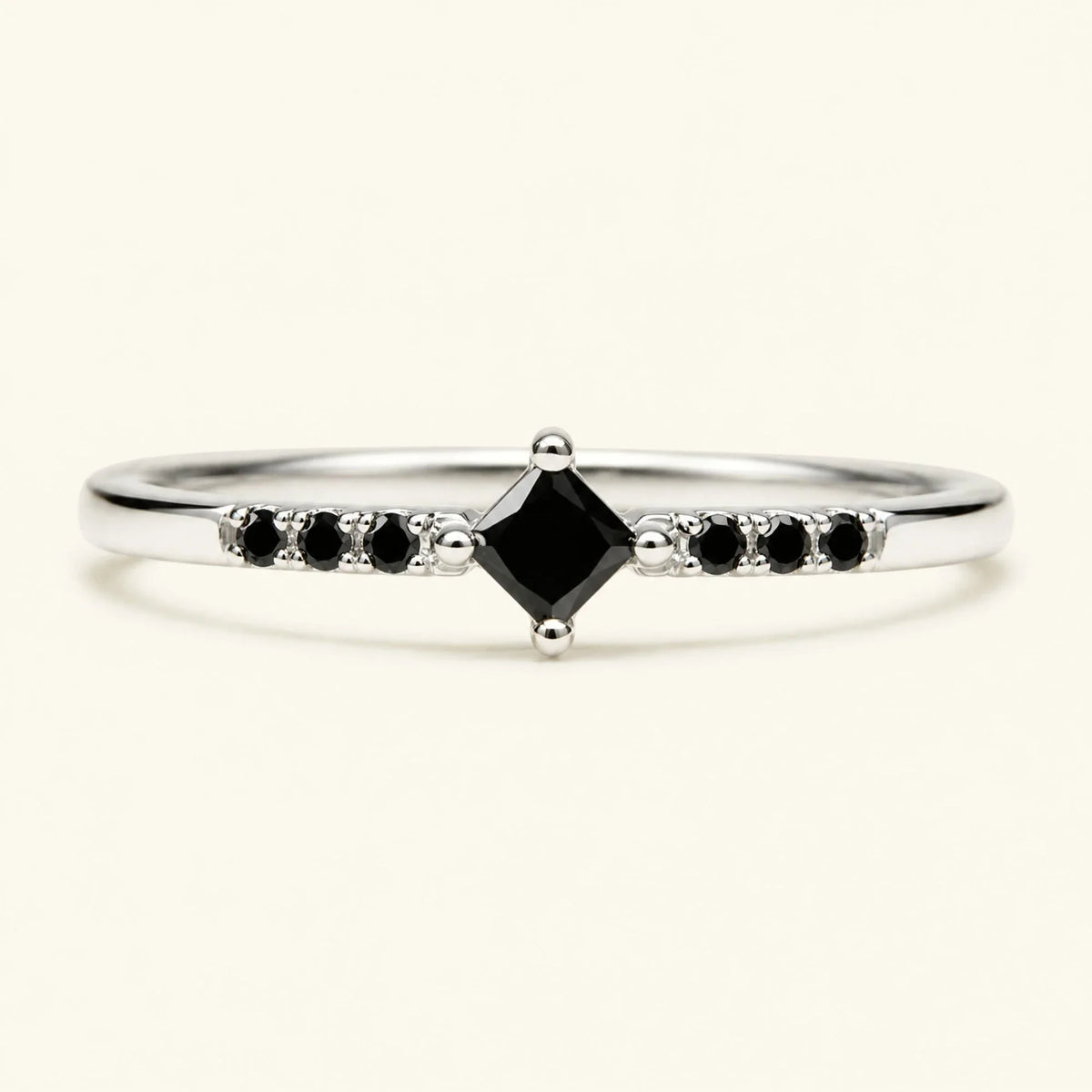 Princess engagement ring pavé set with black diamonds in white gold