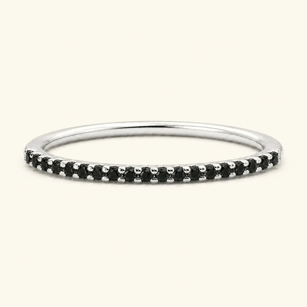 Eternity wedding ring set with black diamonds