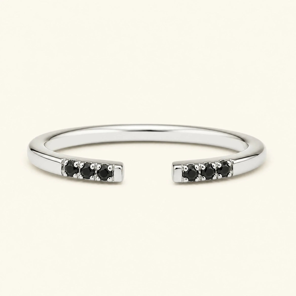 Open fine ring pavé set with black diamonds in white gold