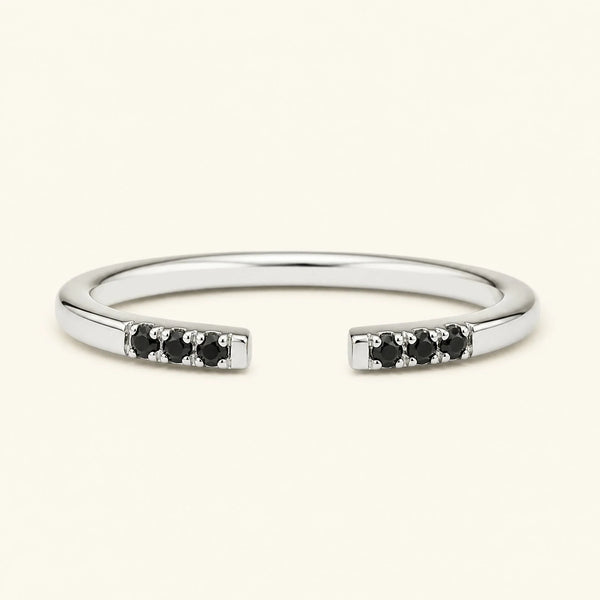 Open fine ring pavé set with black diamonds in white gold