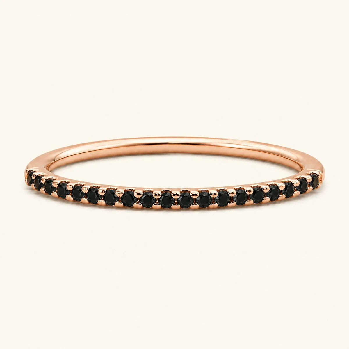 Eternity wedding ring set with black diamonds in rose gold