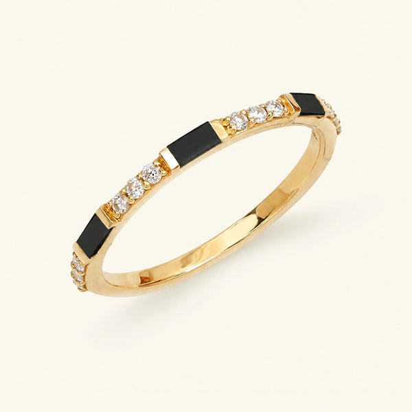 Moksha semi eternity black and white diamond wedding ring