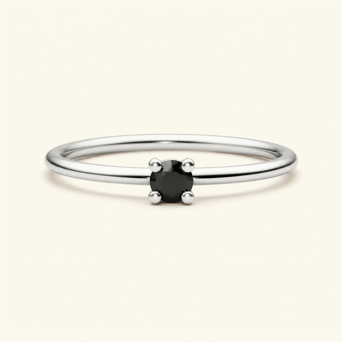 White gold solitaire black diamond ring Saral