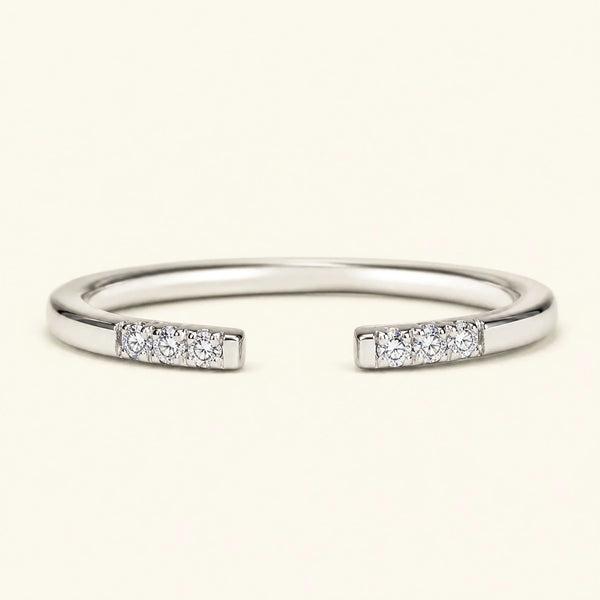 Open fine ring pavé set with white diamonds in white gold