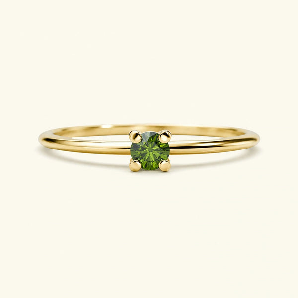 Saral green diamond ring yellow gold