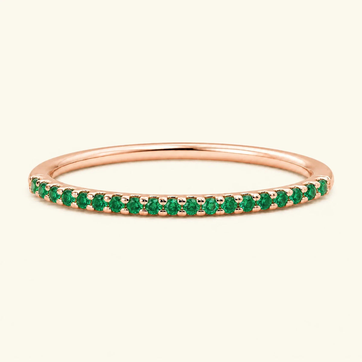 Shadi emerald eternity wedding ring in rose gold