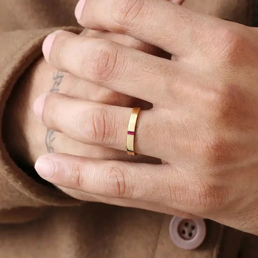 Ruby baguette engagement ring men