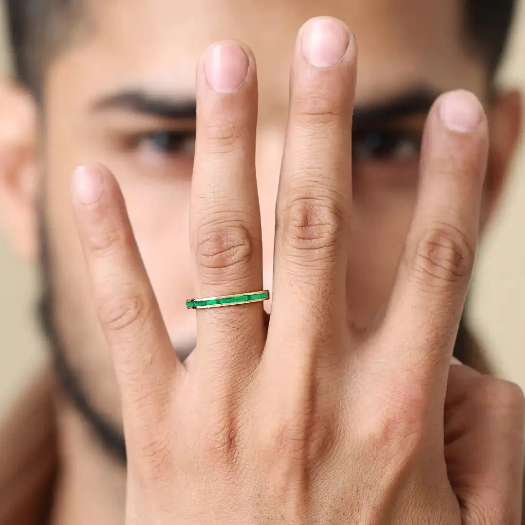 Mangal emerald ring men 18K gold