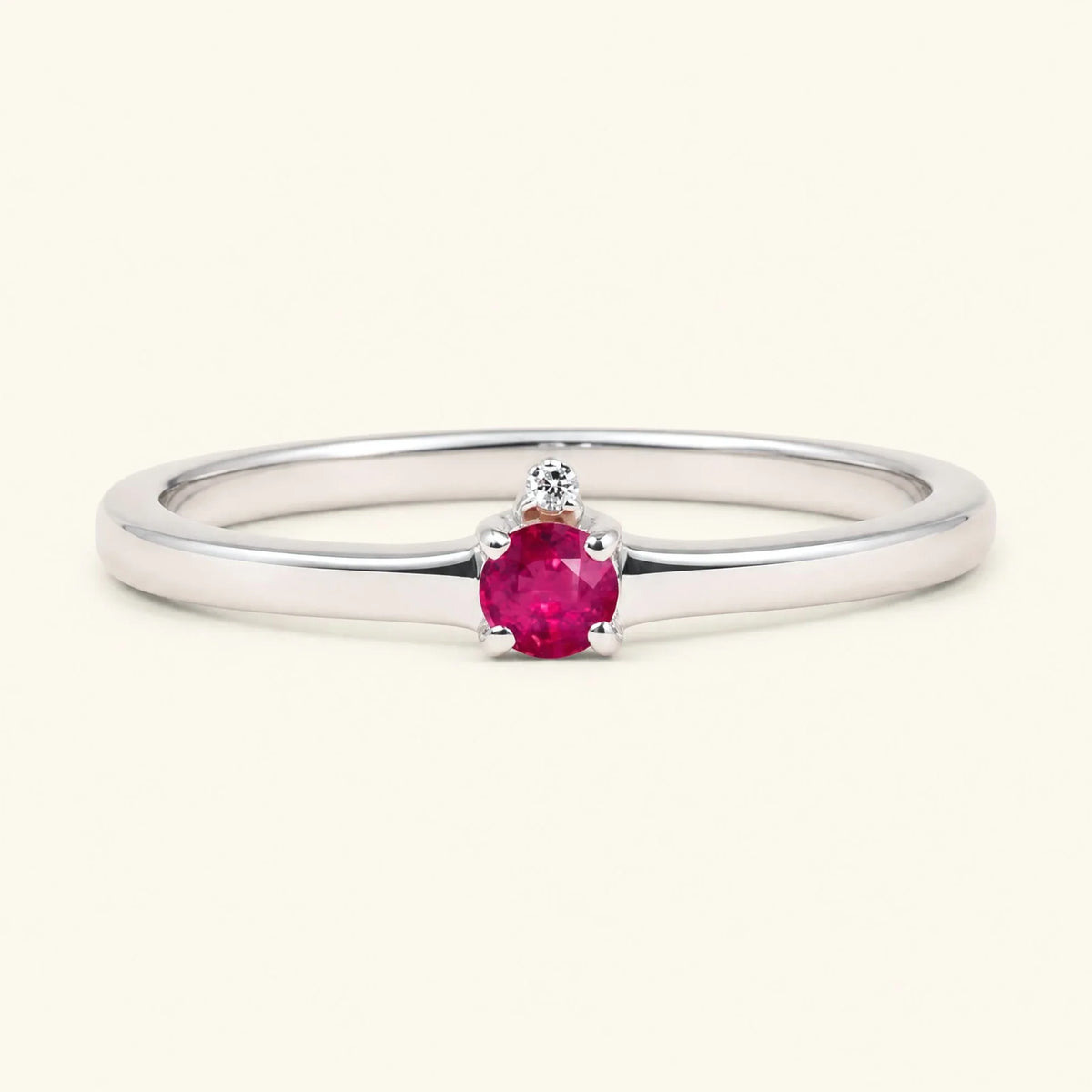 Ruby solitaire engagement ring in white gold