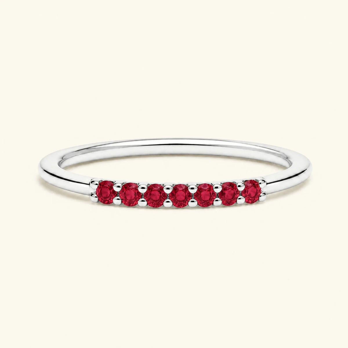 Vadha pavé wedding ring set with 7 rubies in white gold