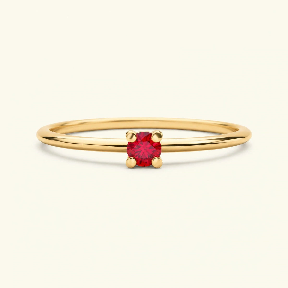 Ruby solitaire ring in 18K yellow gold