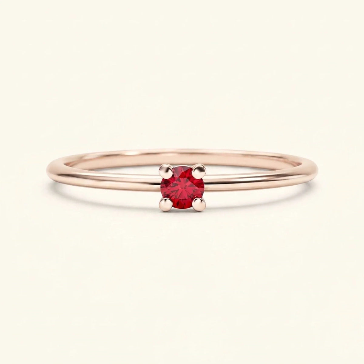 Ruby solitaire ring in 18K rose gold
