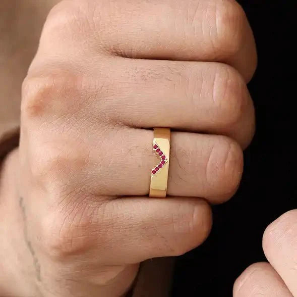 Rudra Ruby ring for men, 18k gold