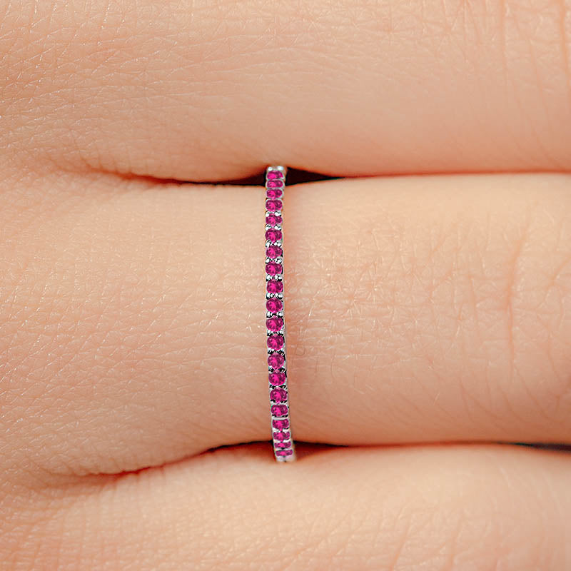Half-eternity ruby pavé ring