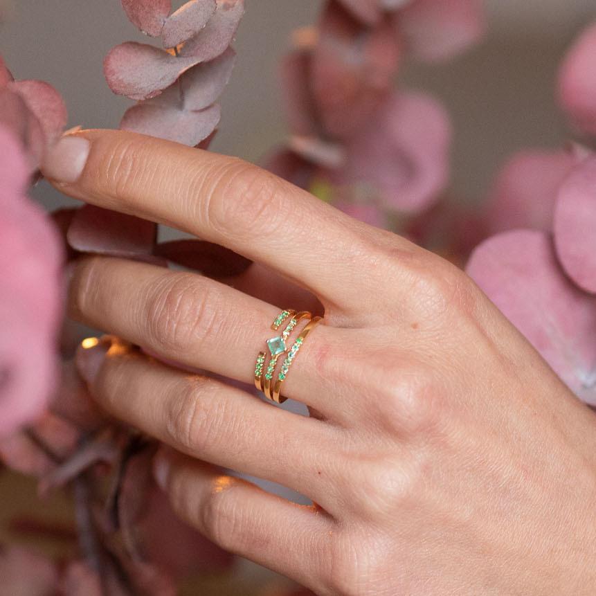 Thin emerald rings