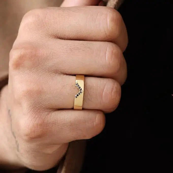 Rudra black diamond ring for men