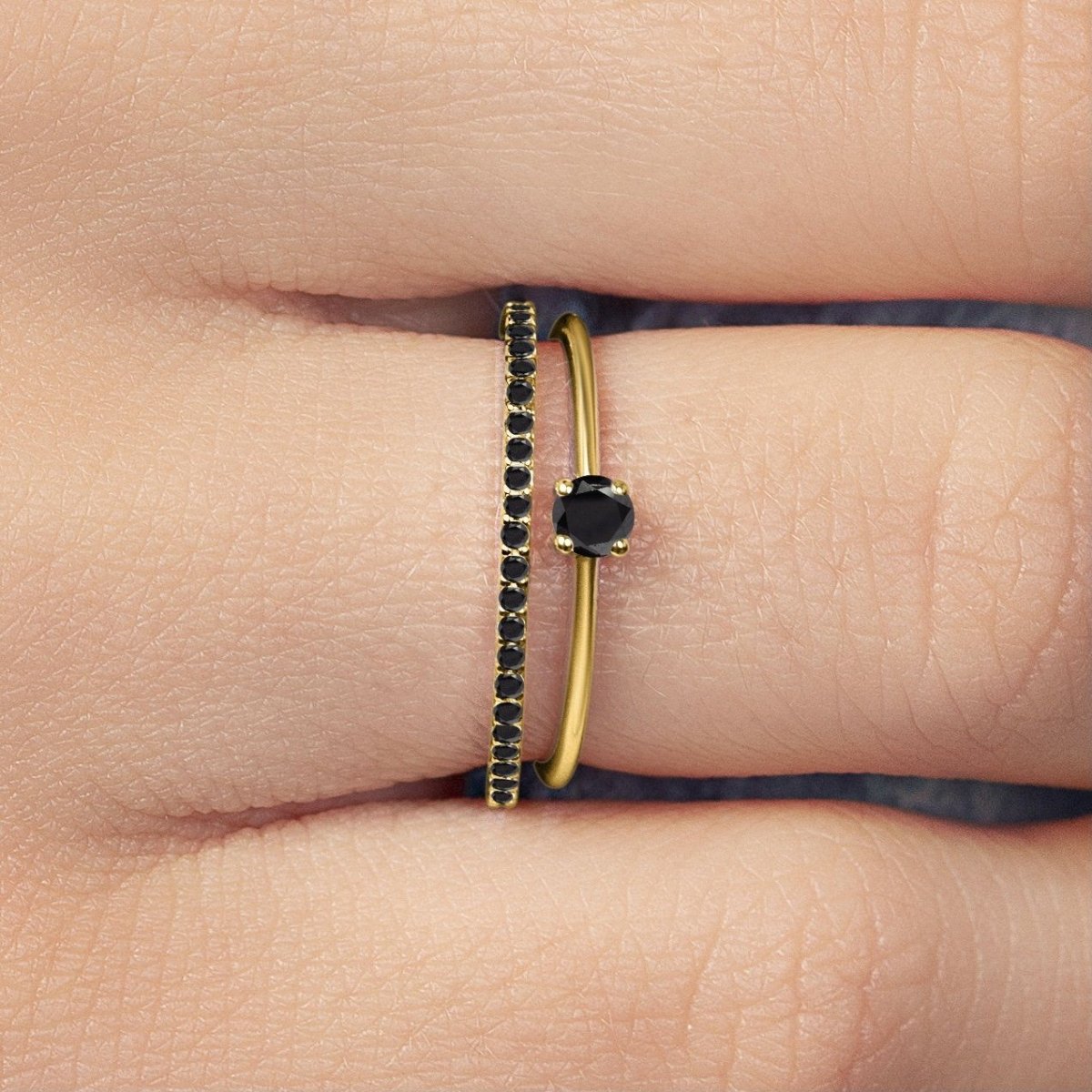 Saral solitaire ring black diamond