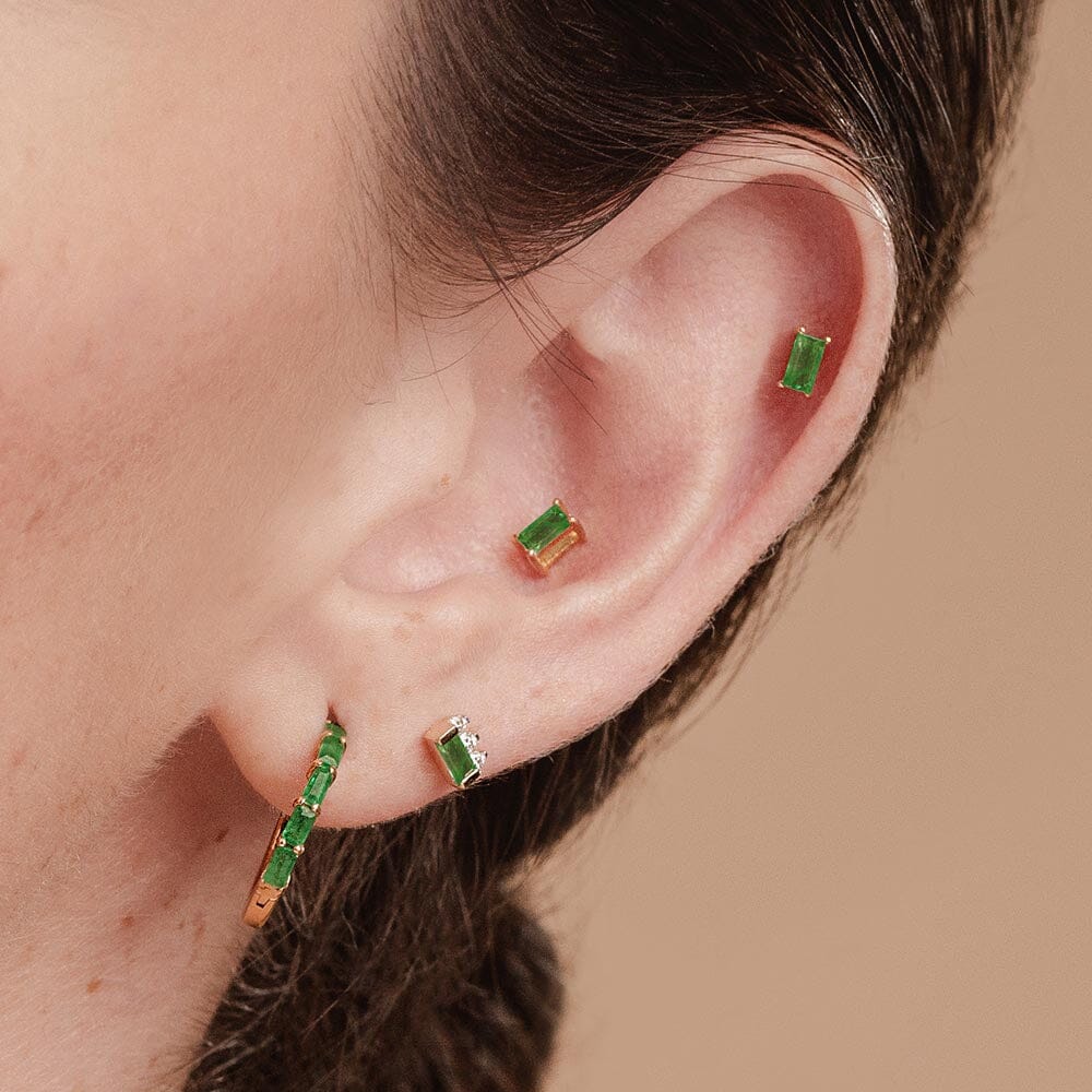 Multiple baguette emerald and diamond earrings