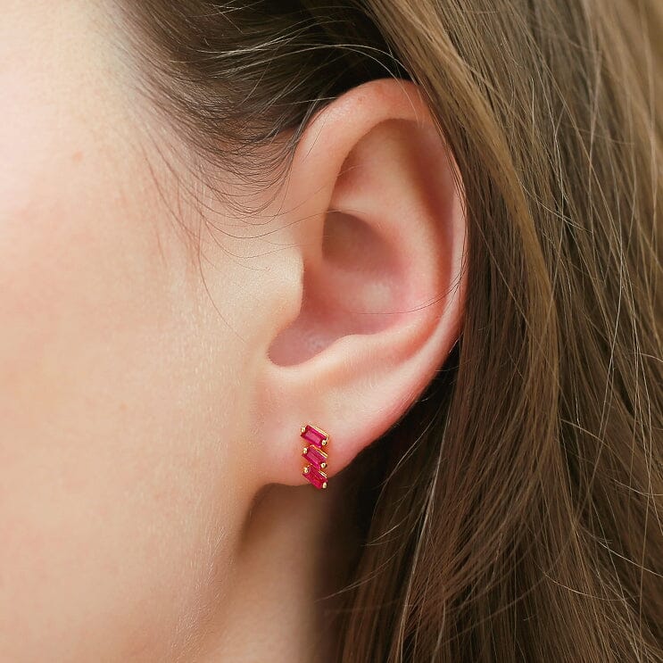 Jivane ruby ​​vertical baguette earrings