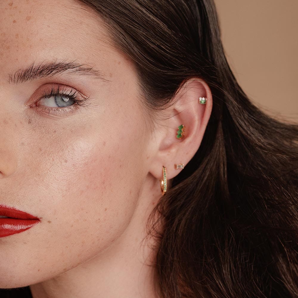 emerald and diamond earring look