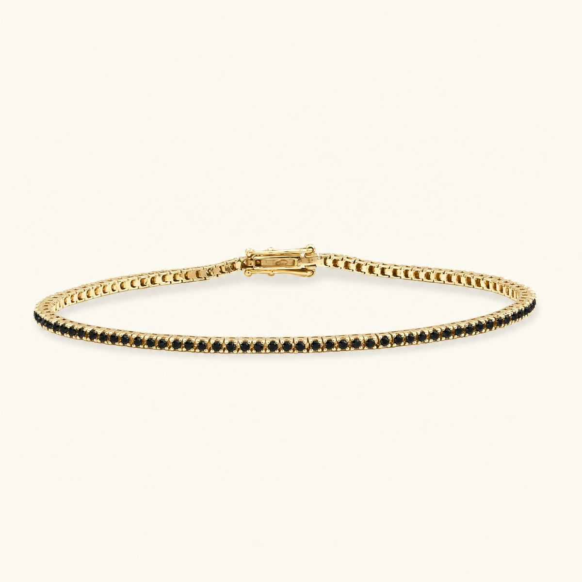 Ganga tennis bracelet yellow gold 18K set black diamonds fine jewellery