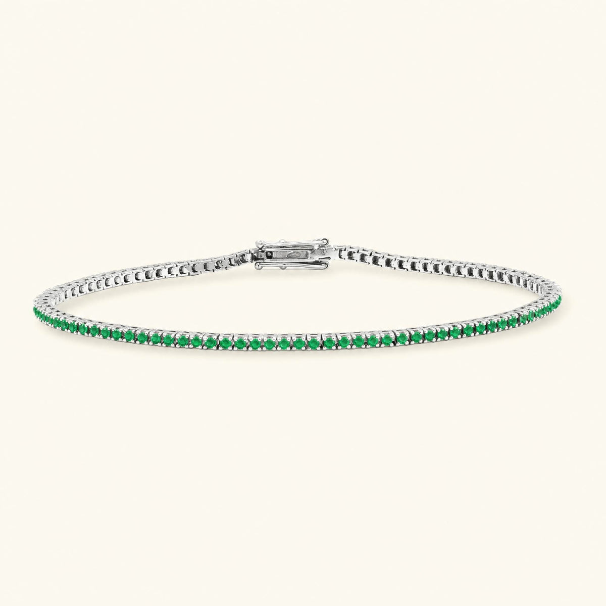 Emerald tennis bracelet rivière white gold 18K